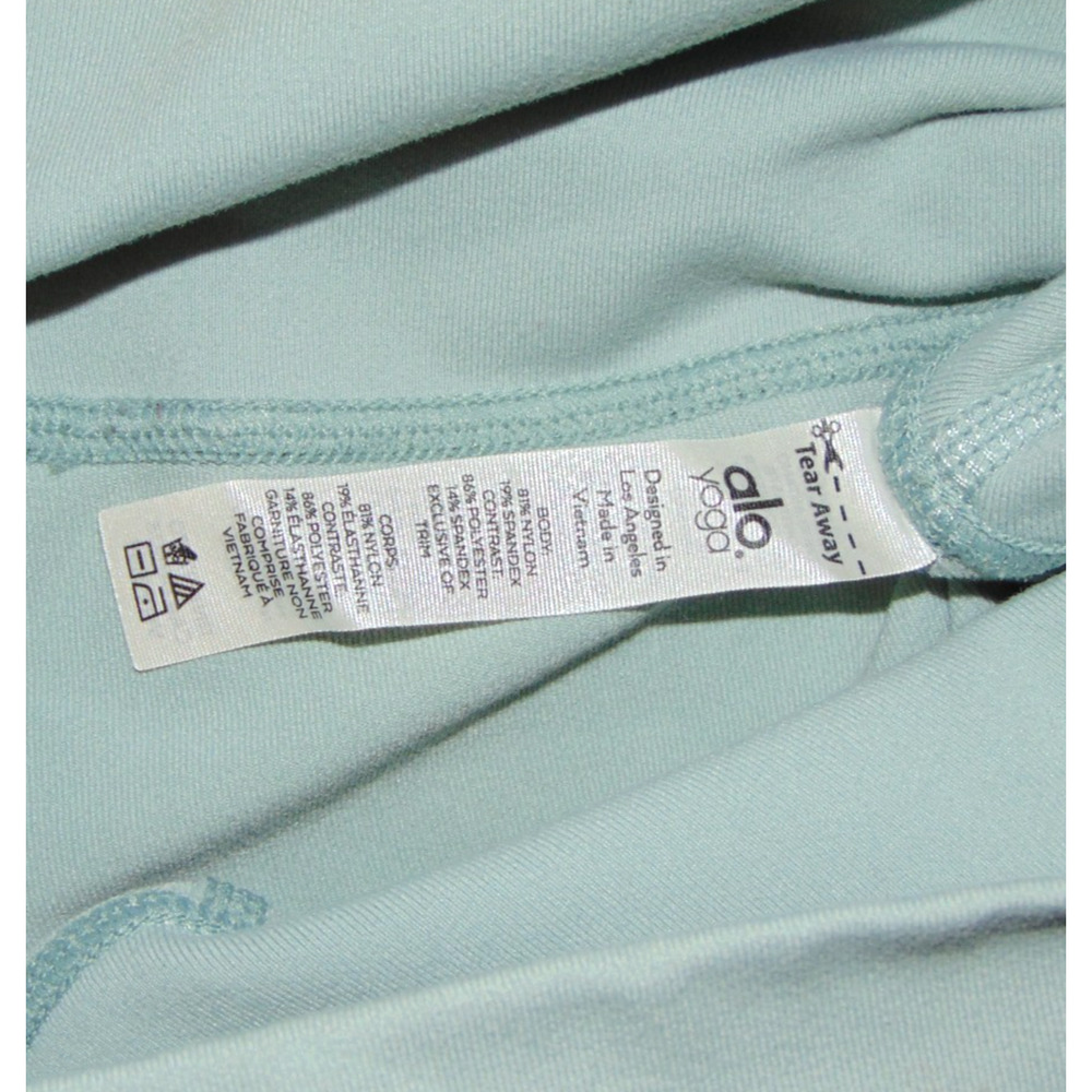 Alo Yoga High-Waist Moto Leggings Sage Green Full Length Mesh Panel Yoga Pants M - Picture 7 of 11